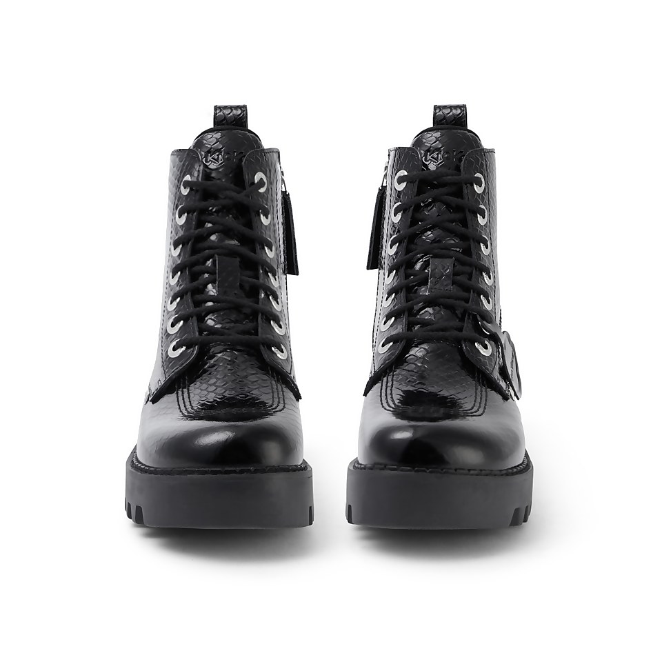 Adult Women's Kizziie Higher Boot Leather Black Reptile