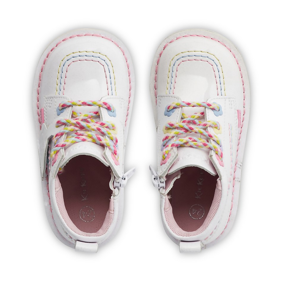 Infant Girls Kick Hi Fleur Patent Leather White