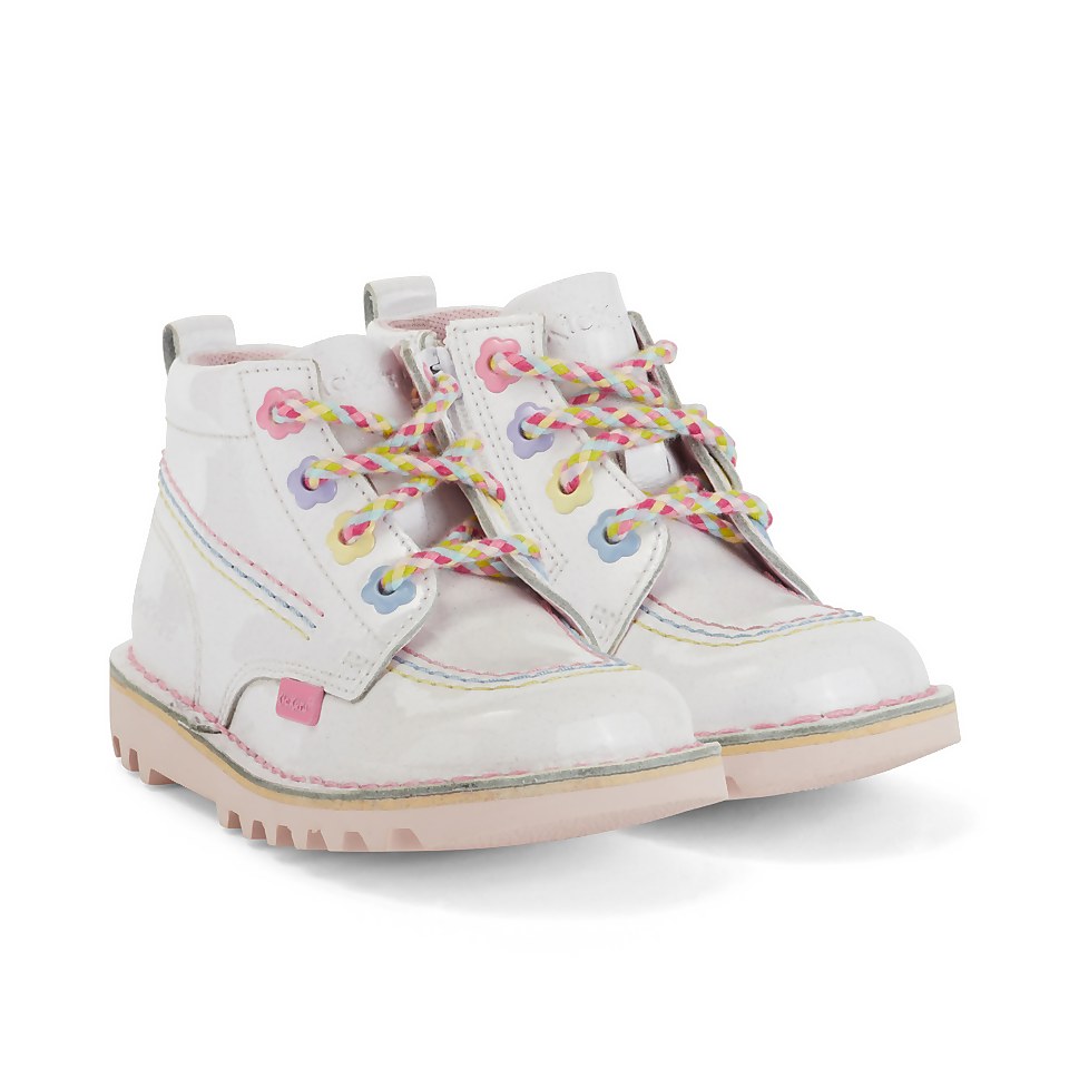 Infant Girls Kick Hi Fleur Patent Leather White