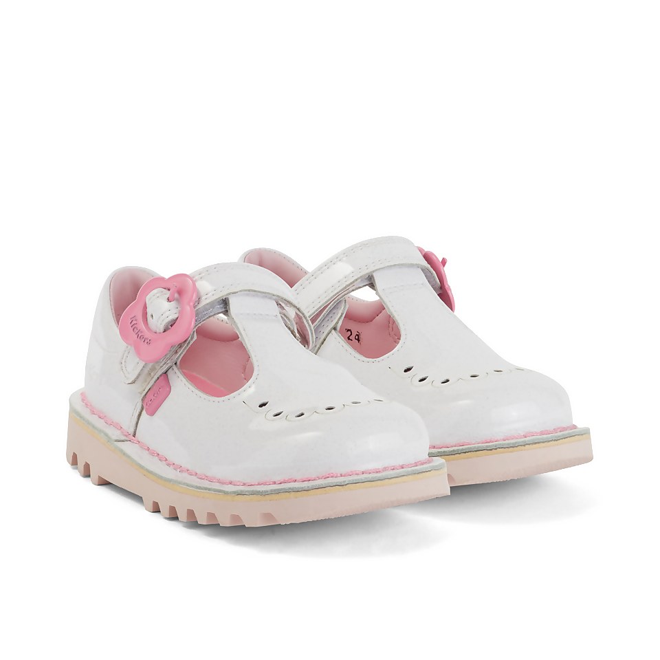Infant Girls Kick Fleur T-Bar Patent Leather White