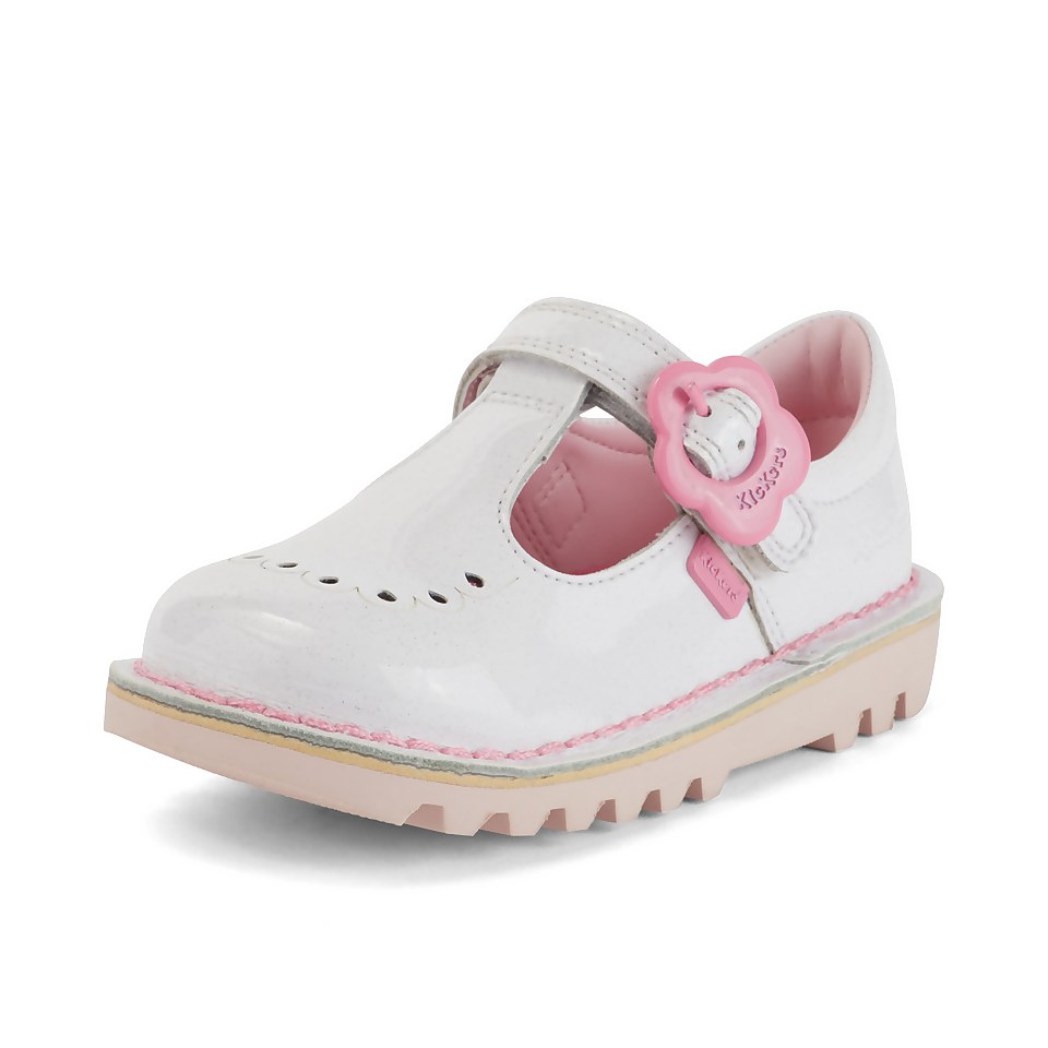 Infant Girls Kick Fleur T-Bar Patent Leather White
