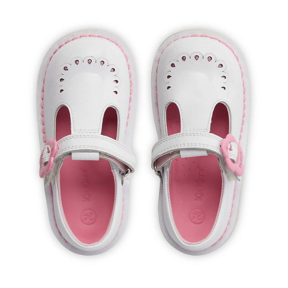 Infant Girls Kick Fleur T-Bar Patent Leather White