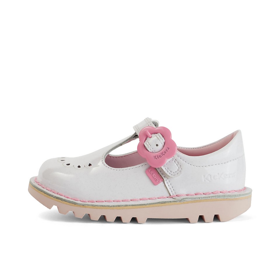 Infant Girls Kick Fleur T-Bar Patent Leather White