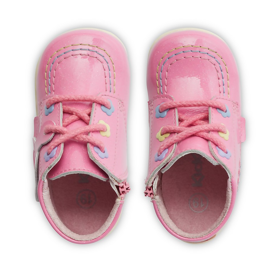 Babies Kick Hi Babies Fleur Patent Leather Pink