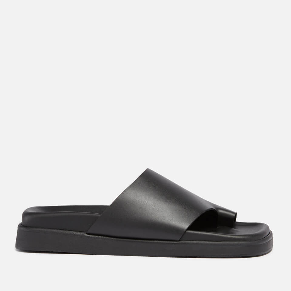 ALOHAS Women's Toe Ring Leather Sandals - Black