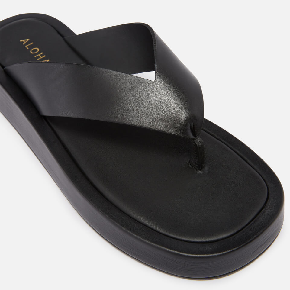 ALOHAS Women's Overcast Leather Toe Post Sandals - Black