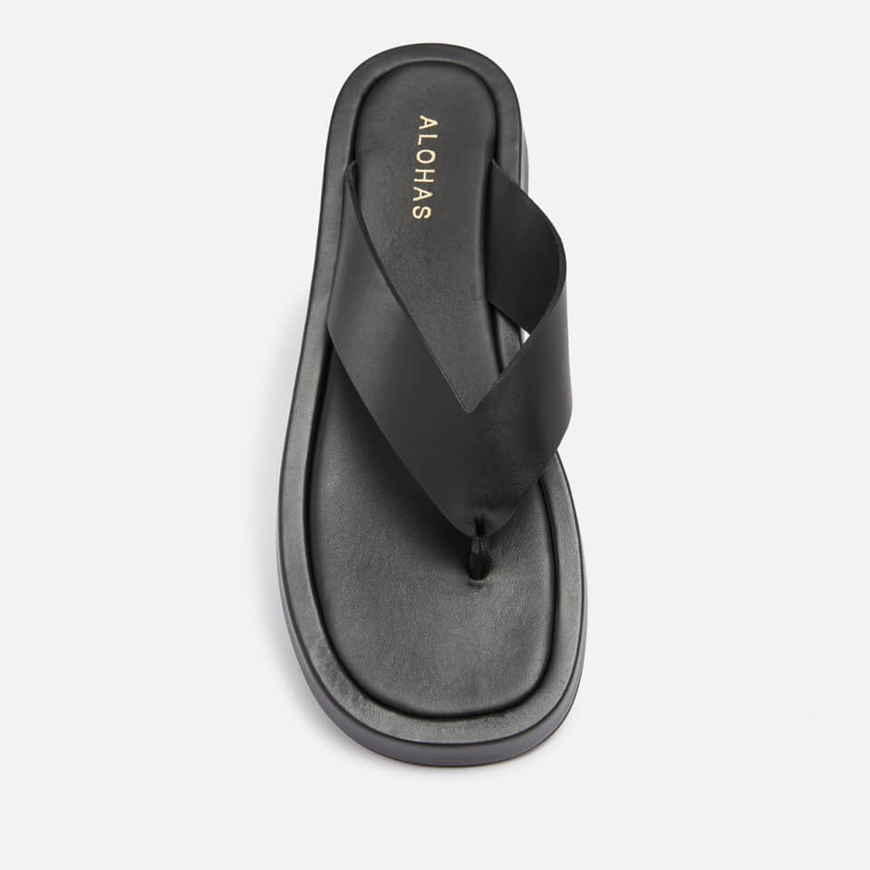 ALOHAS Women's Overcast Leather Toe Post Sandals - Black