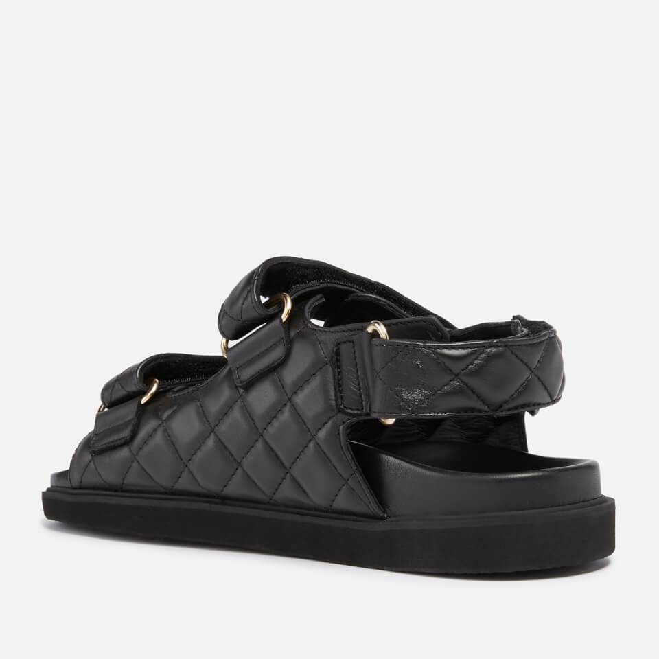ALOHAS Women's Hook-Loop Leather Double Strap Sandals - Black