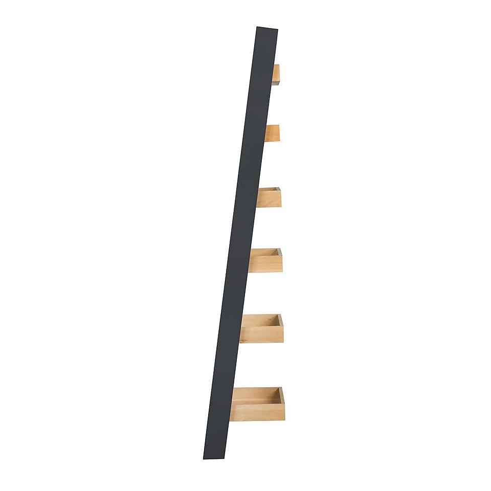 Ashstead Ladder Shelf Oak & Charcoal Homebase