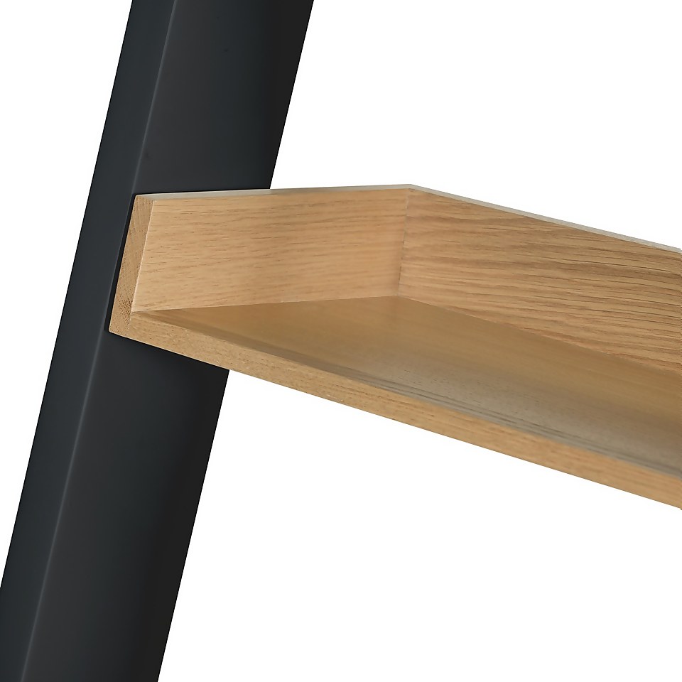 Ashstead Ladder Shelf Oak & Charcoal Homebase