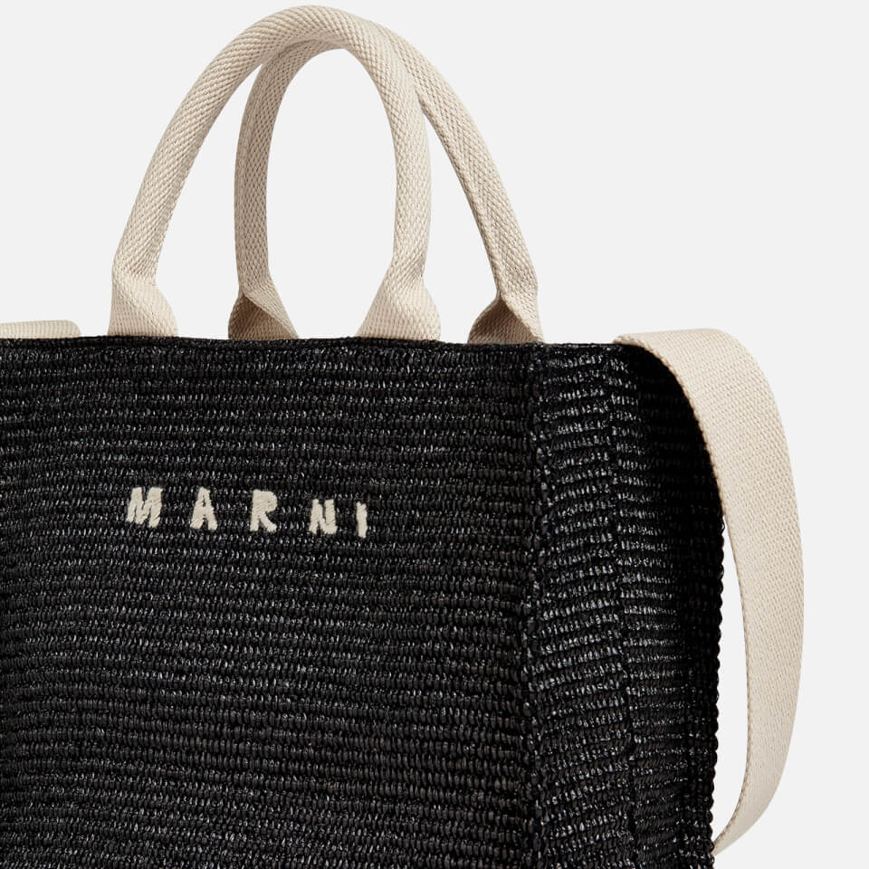 Marni Logo-Embroidered Raffia Tote Bag