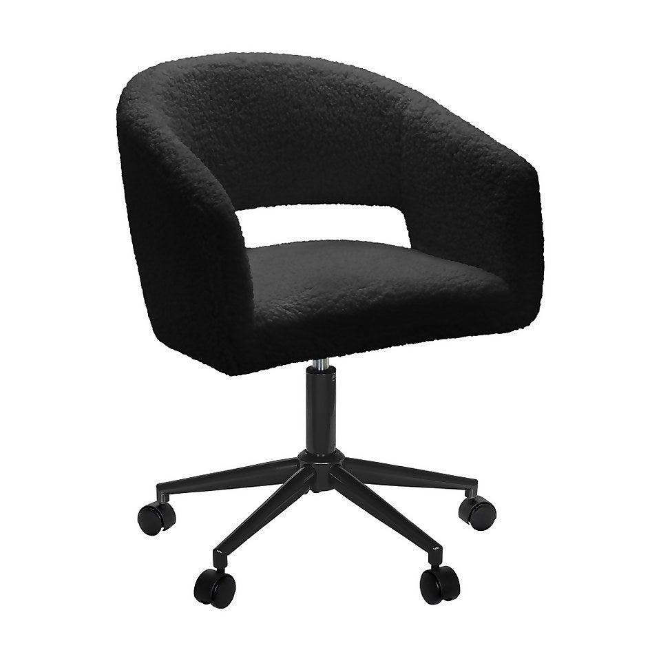 Bailey Boucle Office Chair - Black | Homebase