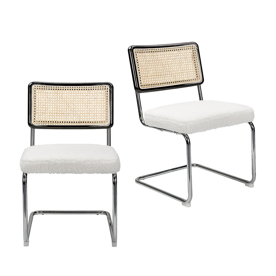 Rory Rattan Back Dining Chair - Set of 2 - Cream
