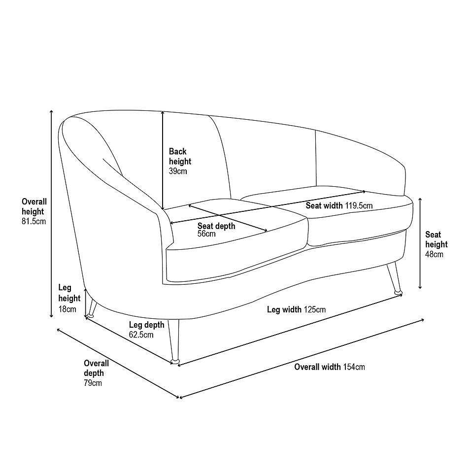 Lucie Asymmetric 2 Seater Sofa - Teal