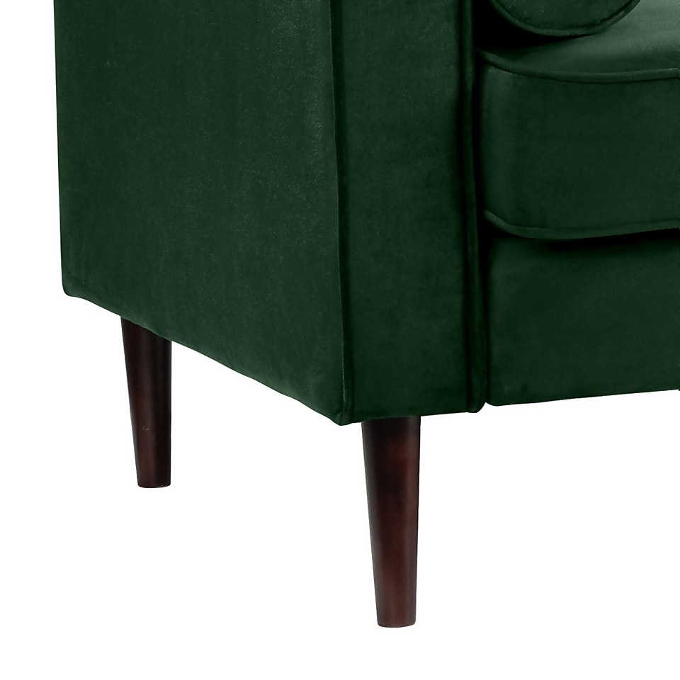 Draper Velvet 3 Seater Sofa in a Box - Green