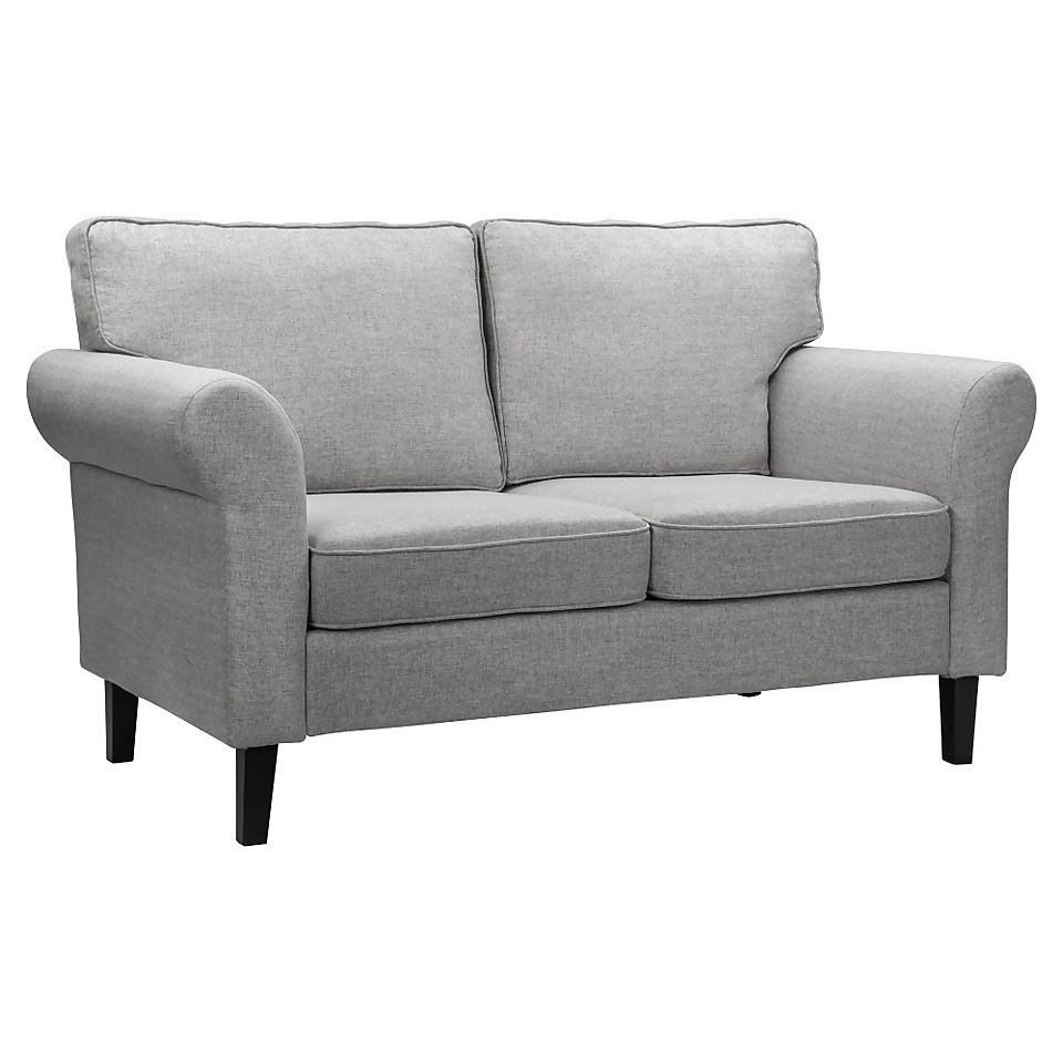 Linea Woven Fabric 2 Seater Sofa in a Box Grey Homebase