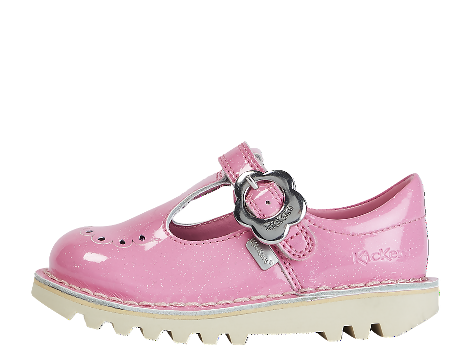 Infant Girls Kick Fleur T-Bar Leather Pink