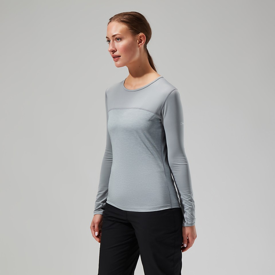 Long Sleeve Voyager Tech T-Shirt für Damen - Grau/Hellgrau
