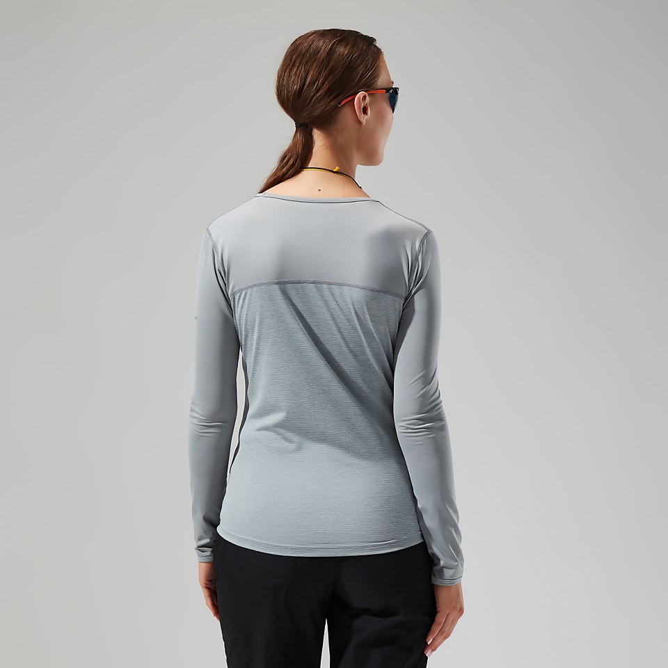 Long Sleeve Voyager Tech T-Shirt für Damen - Grau/Hellgrau