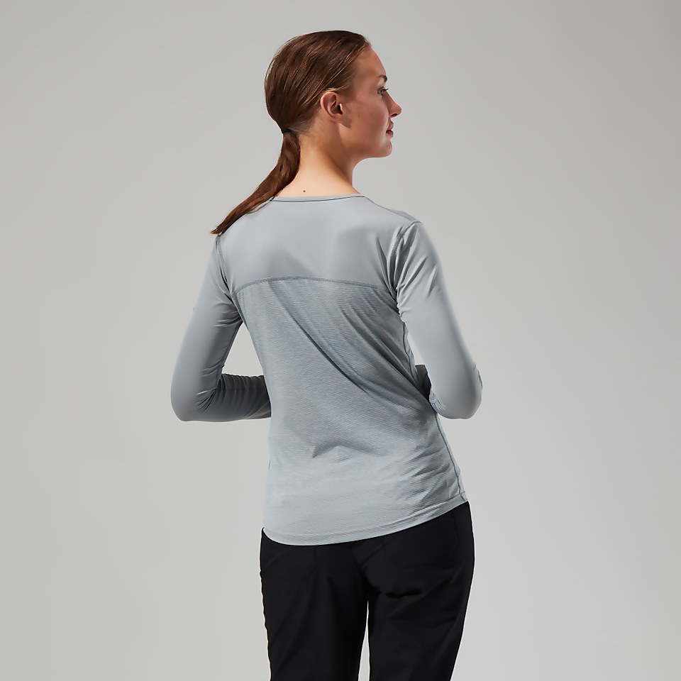 Long Sleeve Voyager Tech T-Shirt für Damen - Grau/Hellgrau