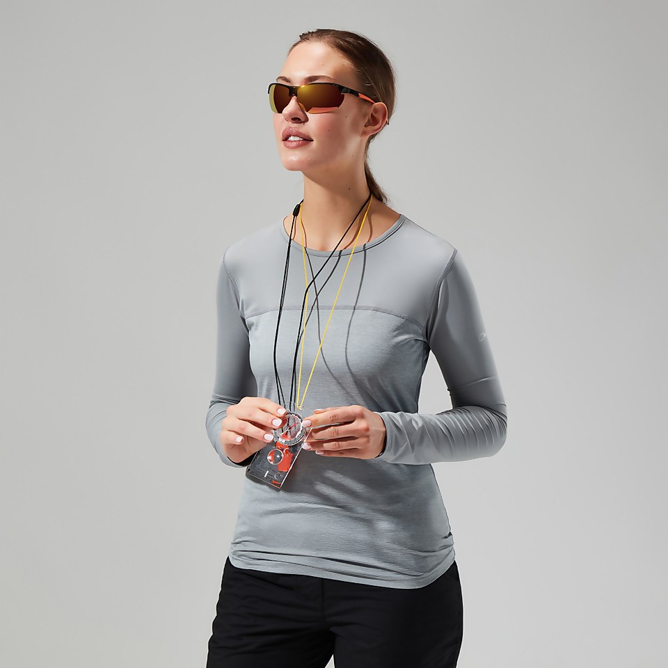 Long Sleeve Voyager Tech T-Shirt für Damen - Grau/Hellgrau