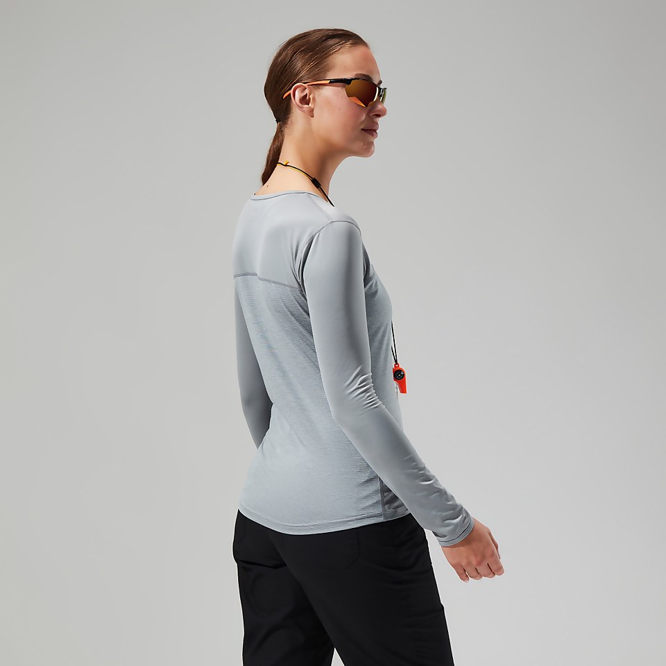 Long Sleeve Voyager Tech T-Shirt für Damen - Grau/Hellgrau