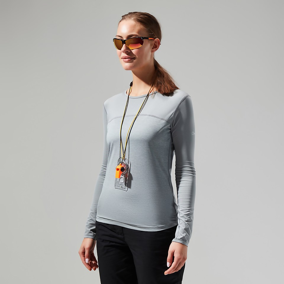 Long Sleeve Voyager Tech T-Shirt für Damen - Grau/Hellgrau