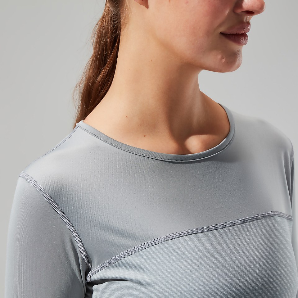 Long Sleeve Voyager Tech T-Shirt für Damen - Grau/Hellgrau