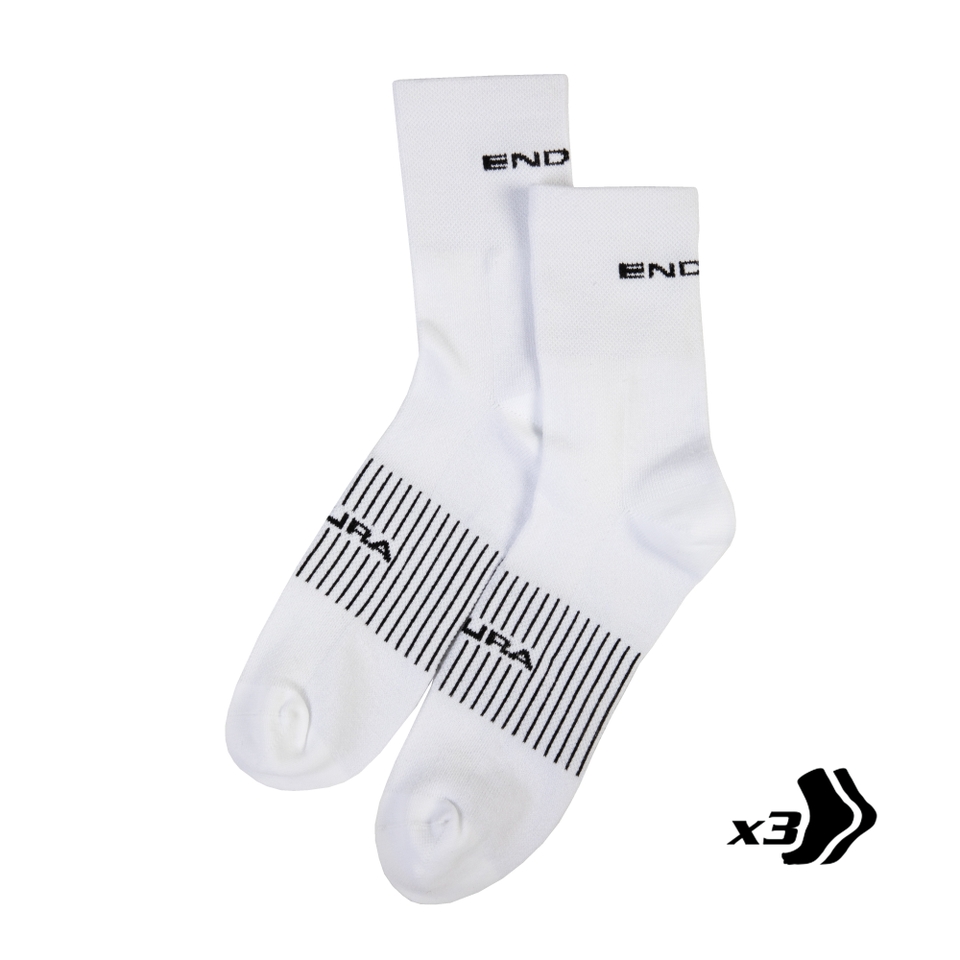 Unisex COOLMAX® Stripe Socks Triple Pack - White