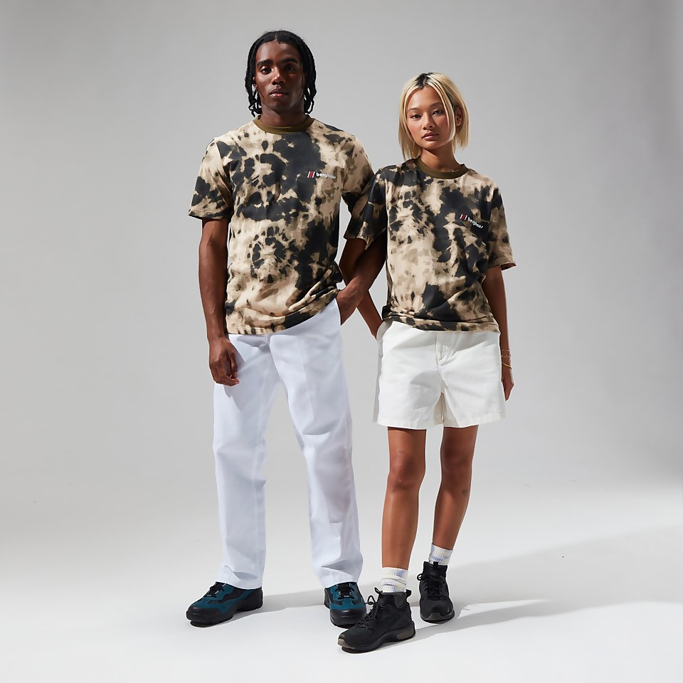 Unisex Organic Heritage Front & Back Logo Tee - Natural/Dark Green