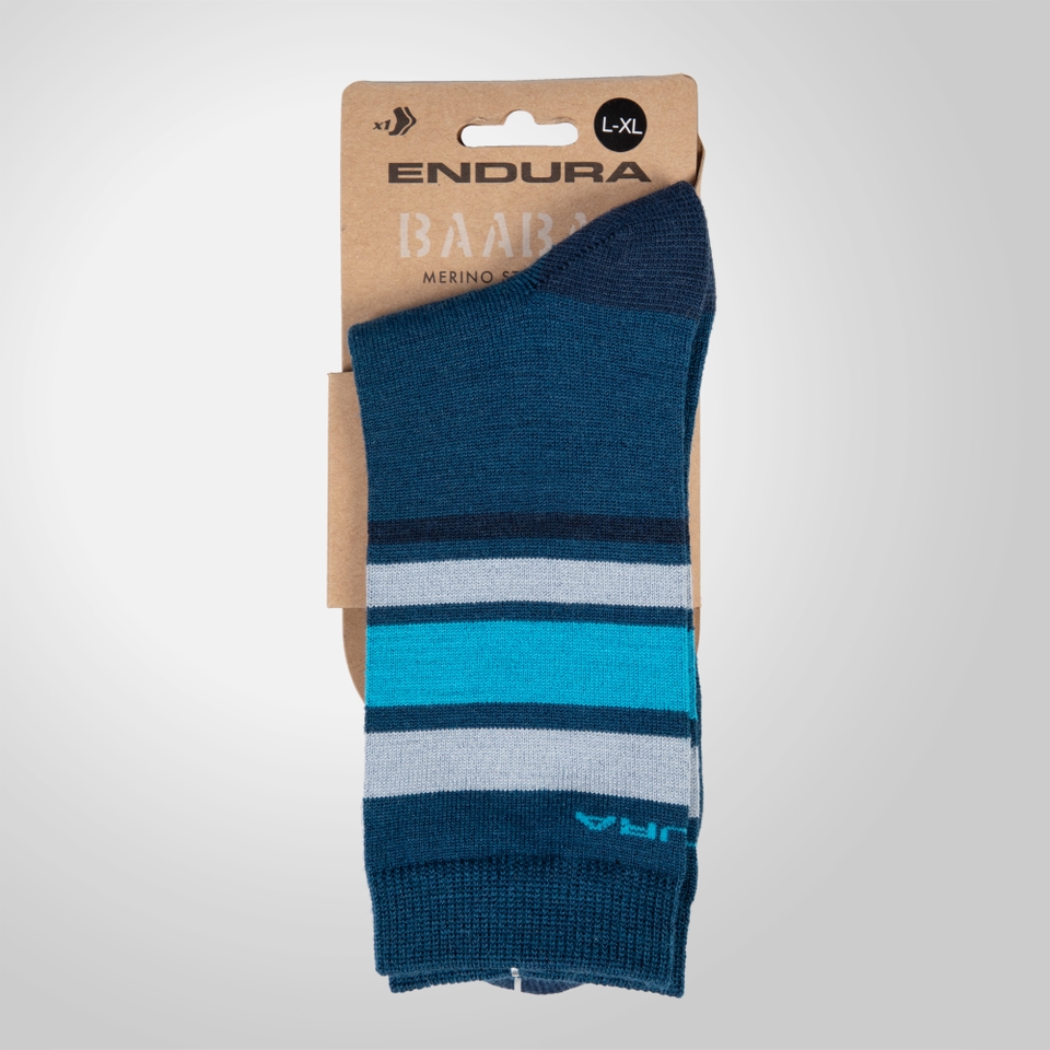 Unisex Baabaa Merino Stripe Socks - Blueberry