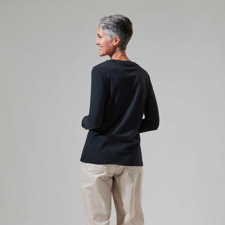 Women's Linear Landscape Long Sleeve Tee Black