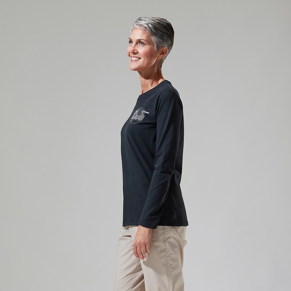 Women's Linear Landscape Long Sleeve Tee Black