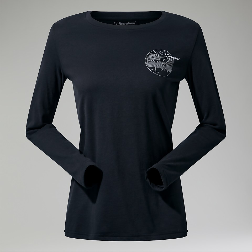 Women's Linear Landscape Long Sleeve Tee Black