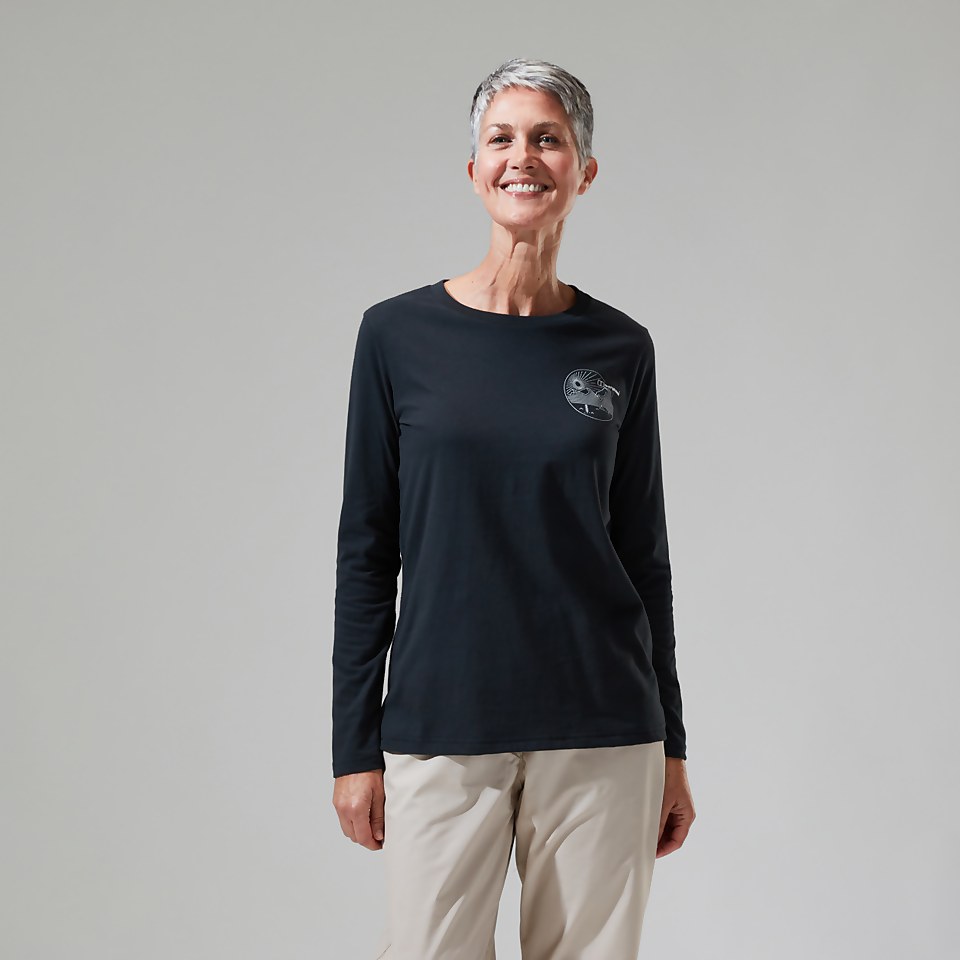 Women's Linear Landscape Long Sleeve Tee Black