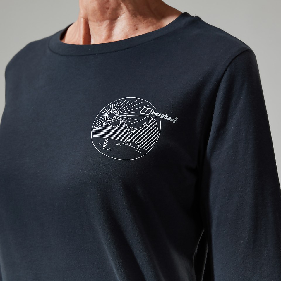 Women's Linear Landscape Long Sleeve Tee Black