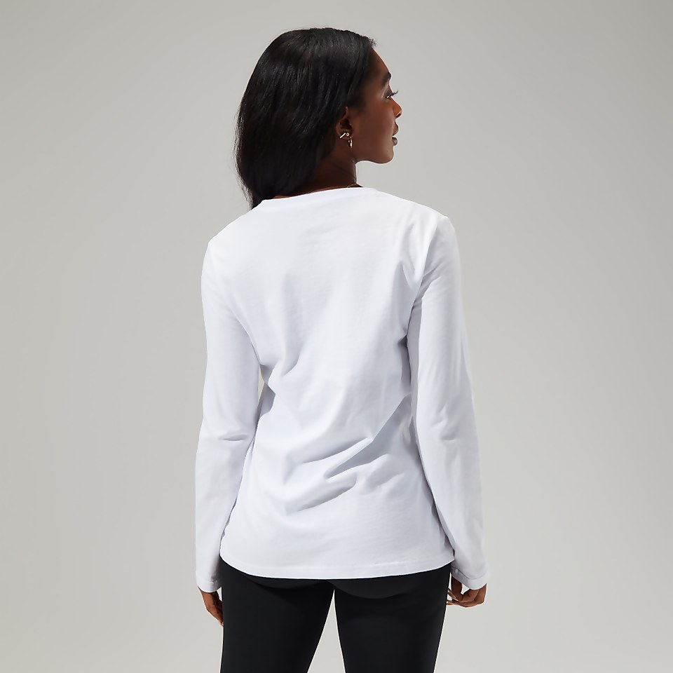 Women's Linear Landscape Long Sleeve Tee White