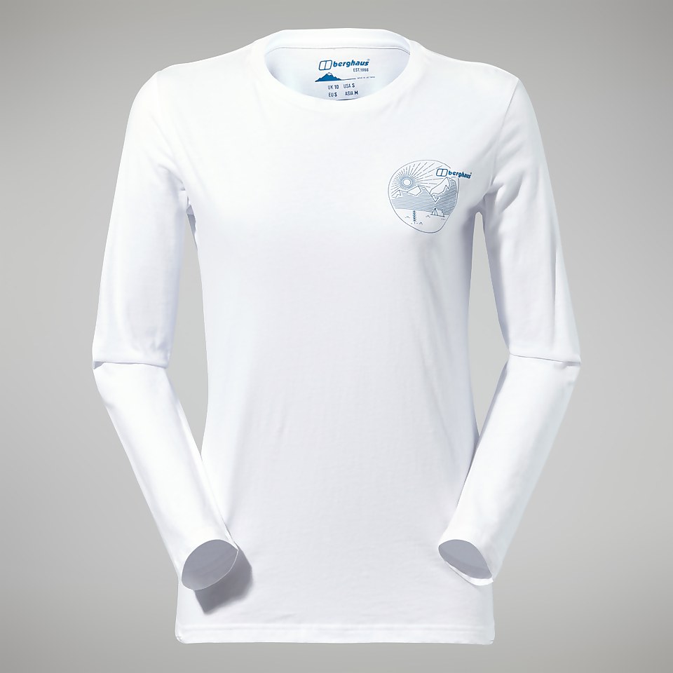Women's Linear Landscape Long Sleeve Tee White