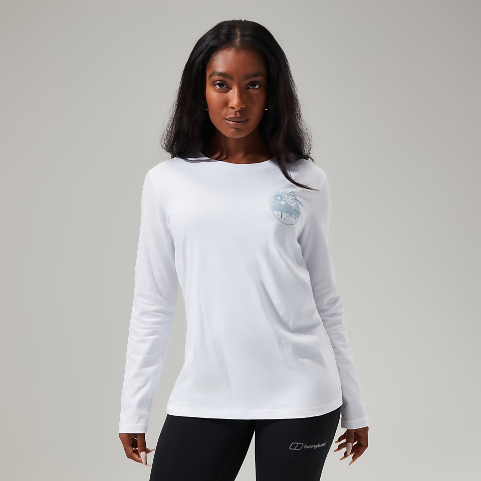 Women's Linear Landscape Long Sleeve Tee White