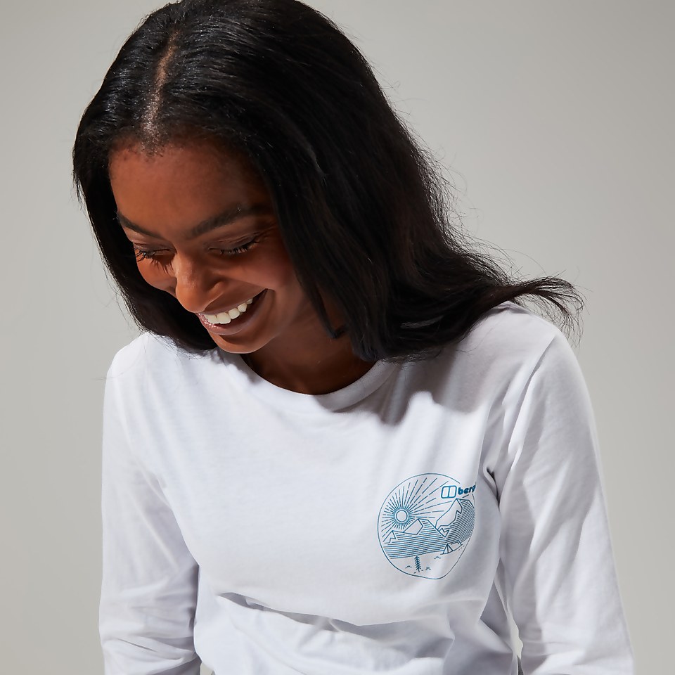Women's Linear Landscape Long Sleeve Tee White