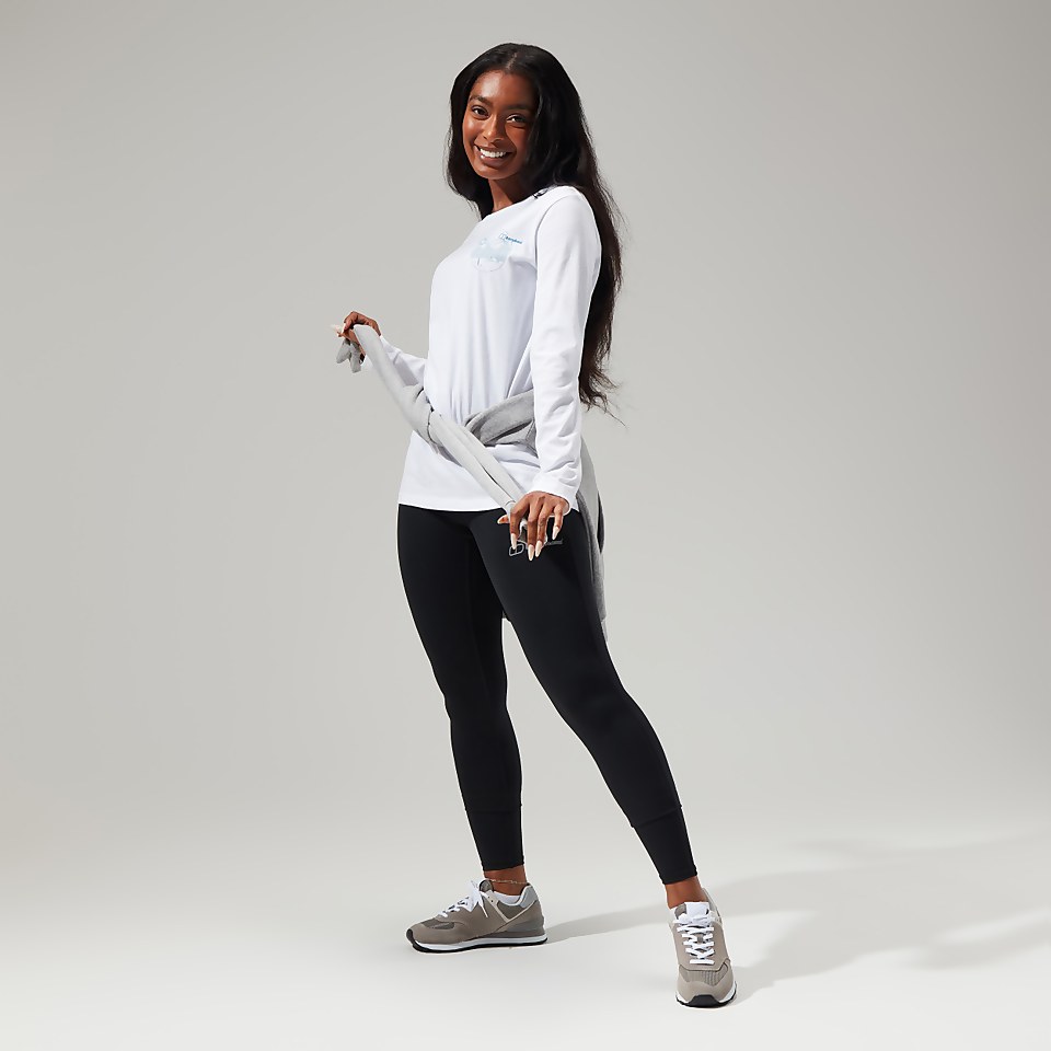 Women's Linear Landscape Long Sleeve Tee White