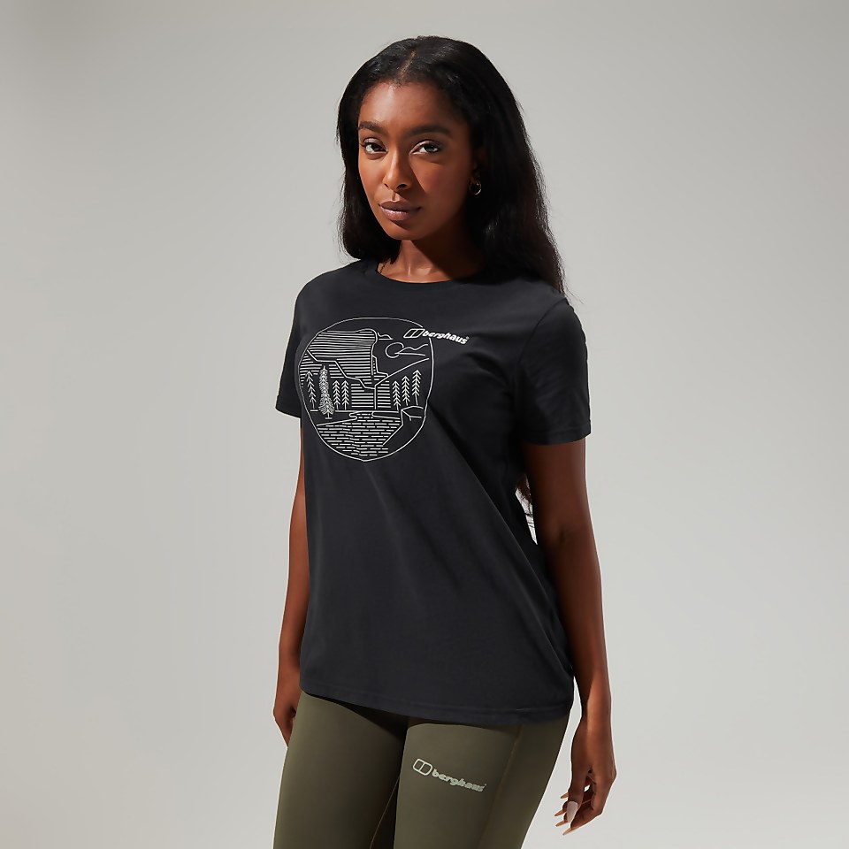Linear Landscapre Long Sleeve T-Shirt für Damen - Schwarz