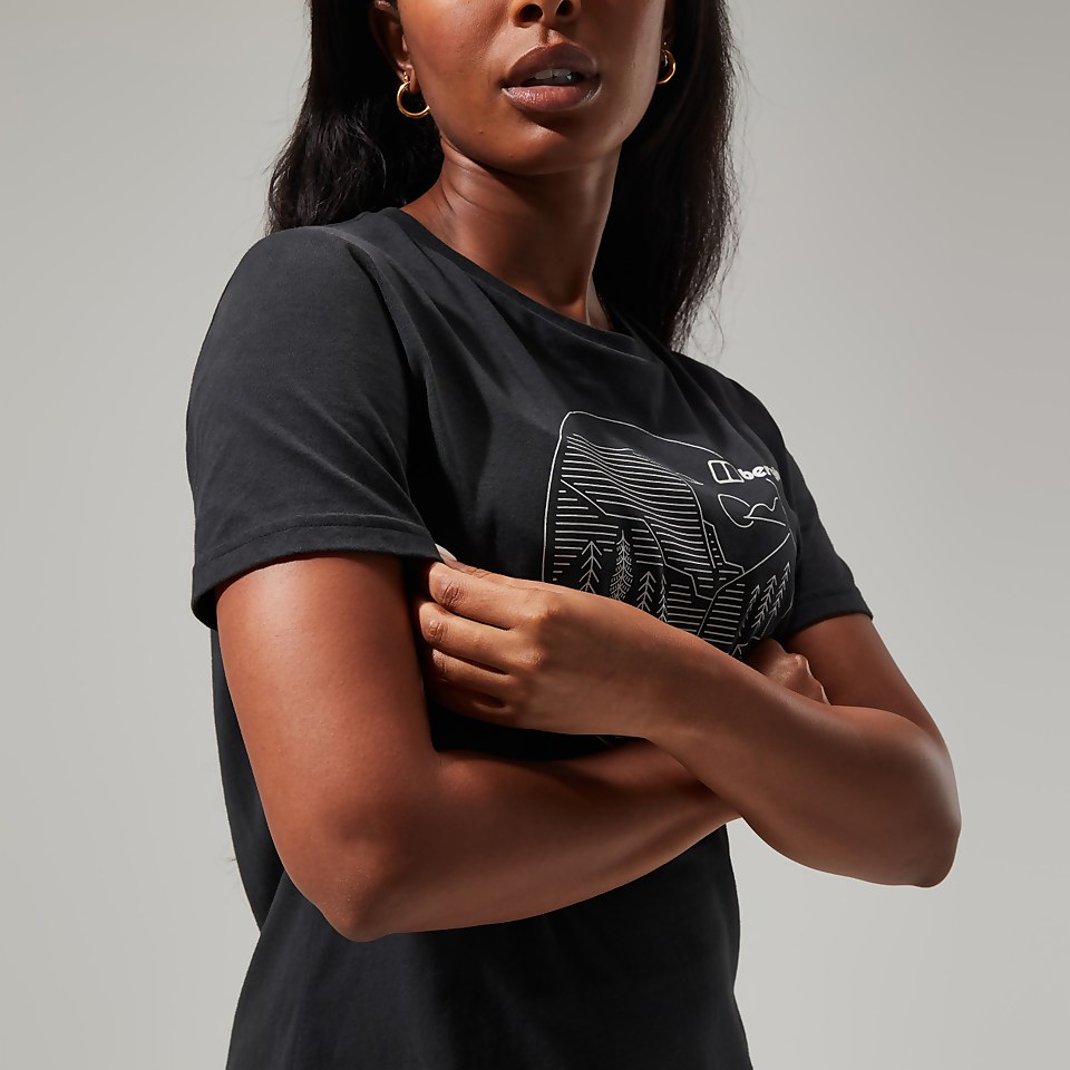 Linear Landscapre Long Sleeve T-Shirt für Damen - Schwarz