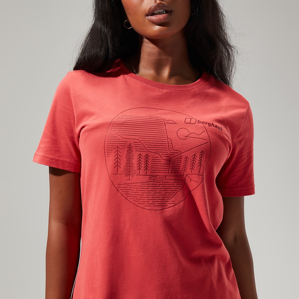 Women's Linear Landscape Super Stretch Tee Red