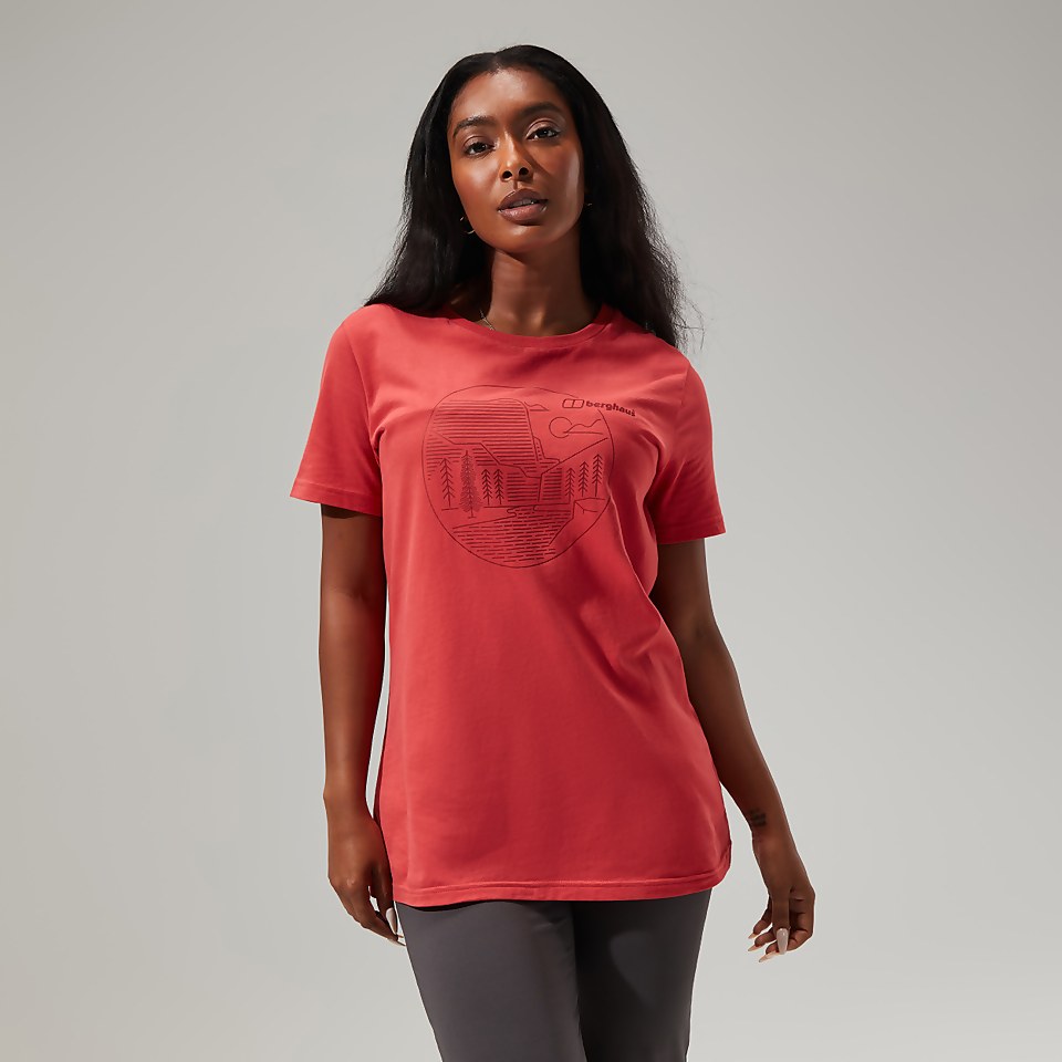 Women's Linear Landscape Super Stretch Tee Red