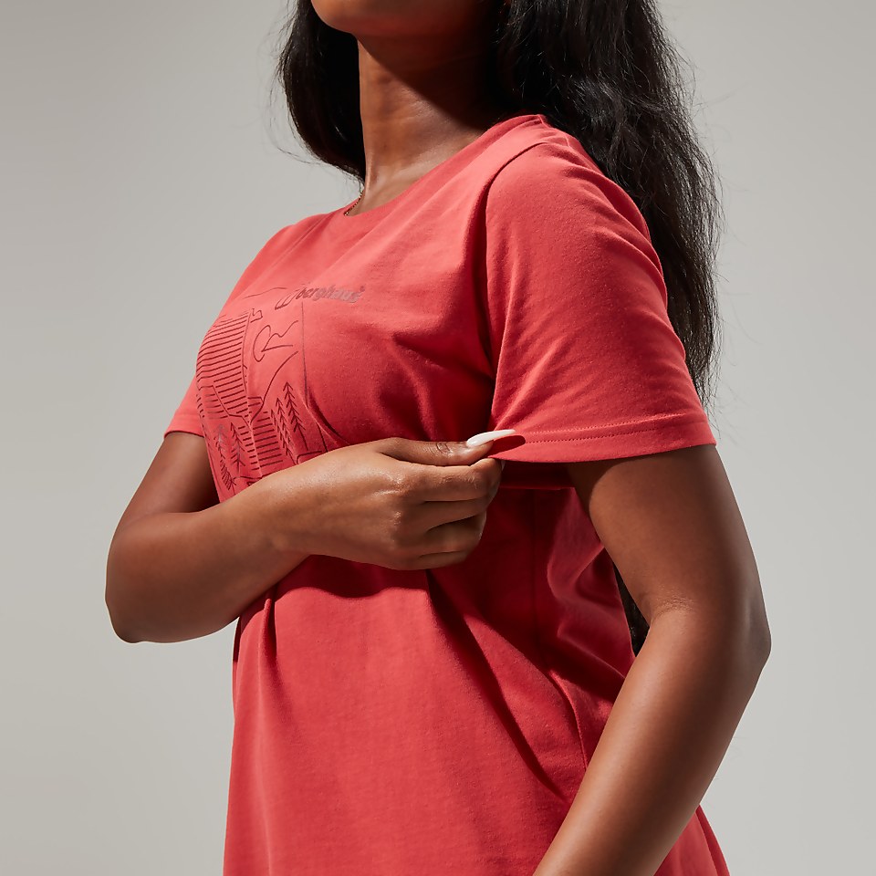 Women's Linear Landscape Super Stretch Tee Red
