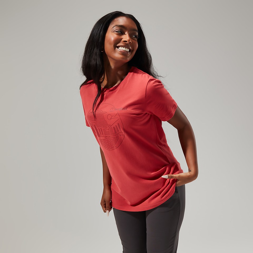 Women's Linear Landscape Super Stretch Tee Red