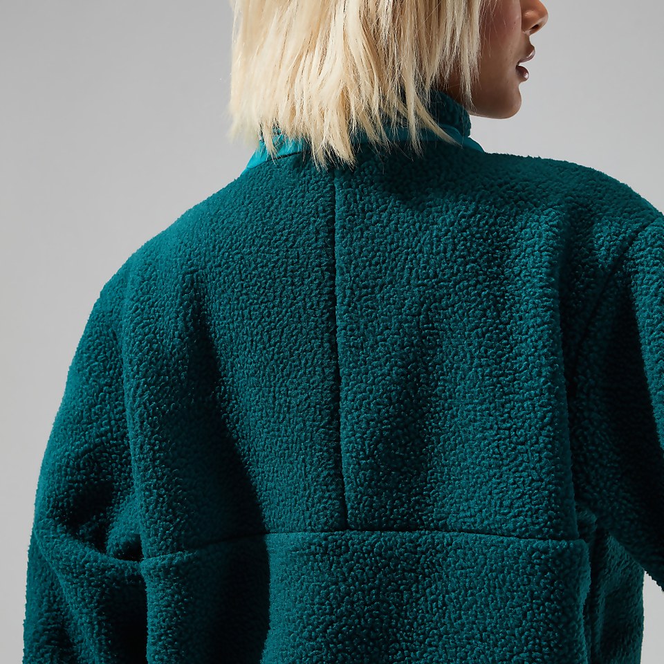 Unisex Oversized Fleece Half Zip Smock - Turquoise