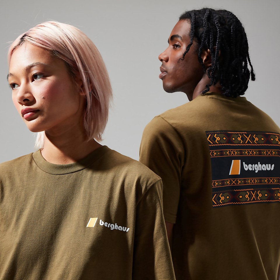 Unisex Aztec Block T Shirt - Dark Green