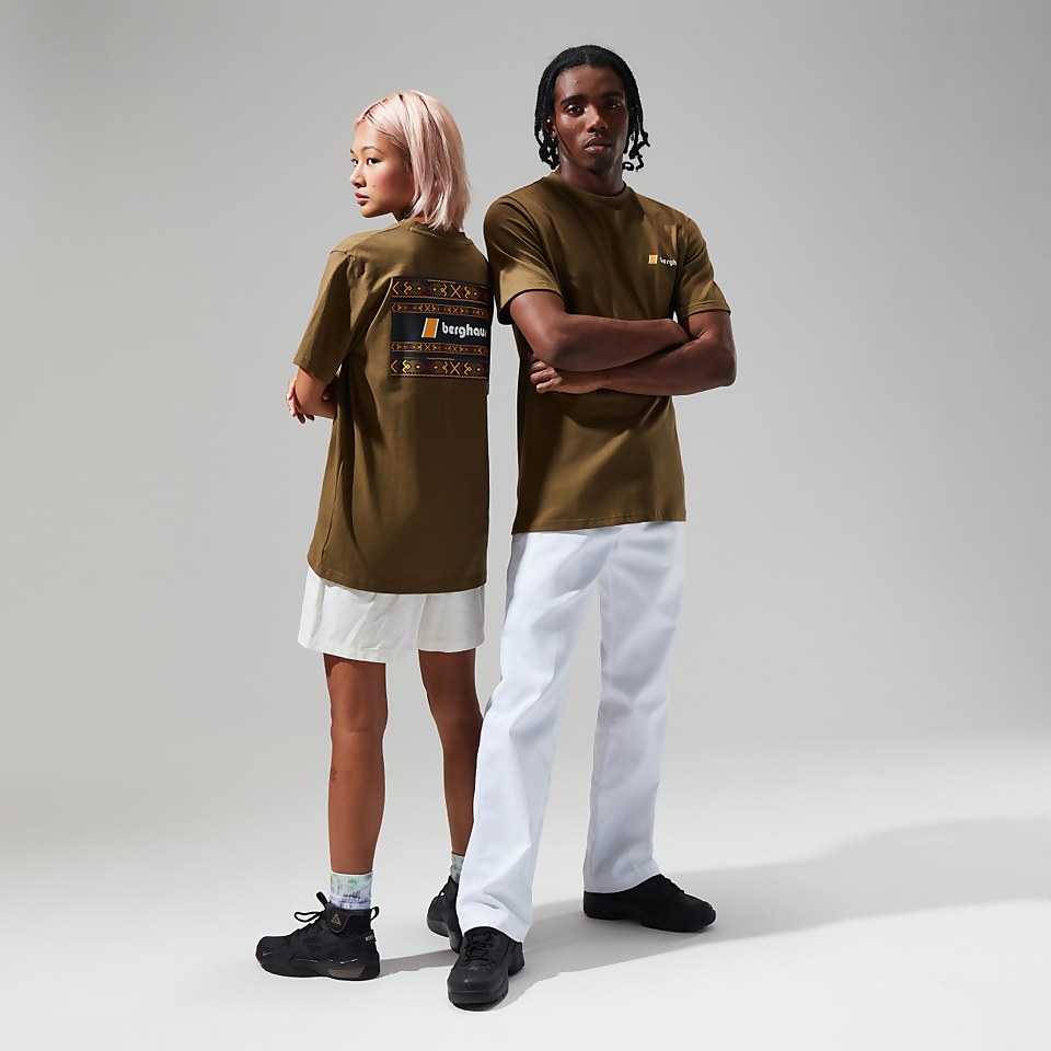 Unisex Aztec Block T Shirt - Dark Green